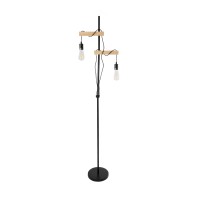 GLOBOSTAR® MINDELO 02034 Μοντέρνο Επιδαπέδιο Φωτιστικό με Ντουί 2 x E27 AC 220-240V IP20 - Μαύρο & Μπεζ - Μ40 x Π24 x Υ175cm
