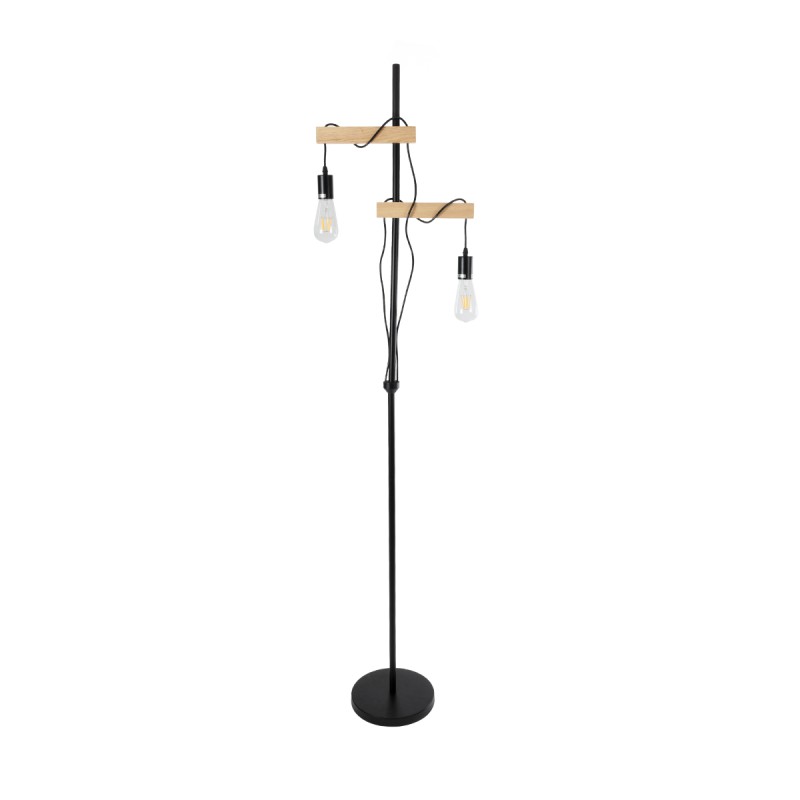 GLOBOSTAR® MINDELO 02034 Μοντέρνο Επιδαπέδιο Φωτιστικό με Ντουί 2 x E27 AC 220-240V IP20 - Μαύρο & Μπεζ - Μ40 x Π24 x Υ175cm