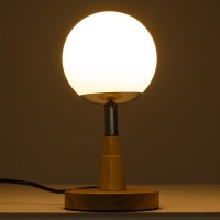 GLOBOSTAR® COVE 02036 Μοντέρνο Επιτραπέζιο Φωτιστικό Πορτατίφ με Ντουί 1 x E27 AC 220-240V IP20 - Μπεζ & Λευκό - Μ12 x Π12 x Υ25cm