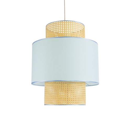 GLOBOSTAR® SAIGE 02045 Boho Κρεμαστό Φωτιστικό Οροφής με Ντουί 1 x E27 AC 220-240V IP20 - Γαλάζιο & Μπεζ - Μ50 x Π50 x Υ60cm