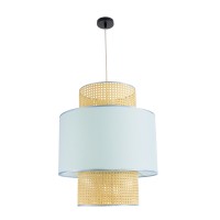 GLOBOSTAR® SAIGE 02045 Boho Κρεμαστό Φωτιστικό Οροφής με Ντουί 1 x E27 AC 220-240V IP20 - Γαλάζιο & Μπεζ - Μ50 x Π50 x Υ60cm