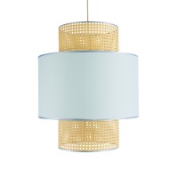 GLOBOSTAR® SAIGE 02045 Boho Κρεμαστό Φωτιστικό Οροφής με Ντουί 1 x E27 AC 220-240V IP20 - Γαλάζιο & Μπεζ - Μ50 x Π50 x Υ60cm
