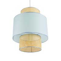 GLOBOSTAR® SAIGE 02045 Boho Κρεμαστό Φωτιστικό Οροφής με Ντουί 1 x E27 AC 220-240V IP20 - Γαλάζιο & Μπεζ - Μ50 x Π50 x Υ60cm