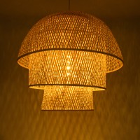 GLOBOSTAR® HIROKA 02046 Boho Κρεμαστό Φωτιστικό Οροφής με Ντουί 1 x E27 AC 220-240V IP20 - Μπεζ - Μ100 x Π100 x Υ110cm