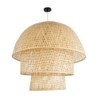 GLOBOSTAR® HIROKA 02046 Boho Κρεμαστό Φωτιστικό Οροφής με Ντουί 1 x E27 AC 220-240V IP20 - Μπεζ - Μ100 x Π100 x Υ110cm