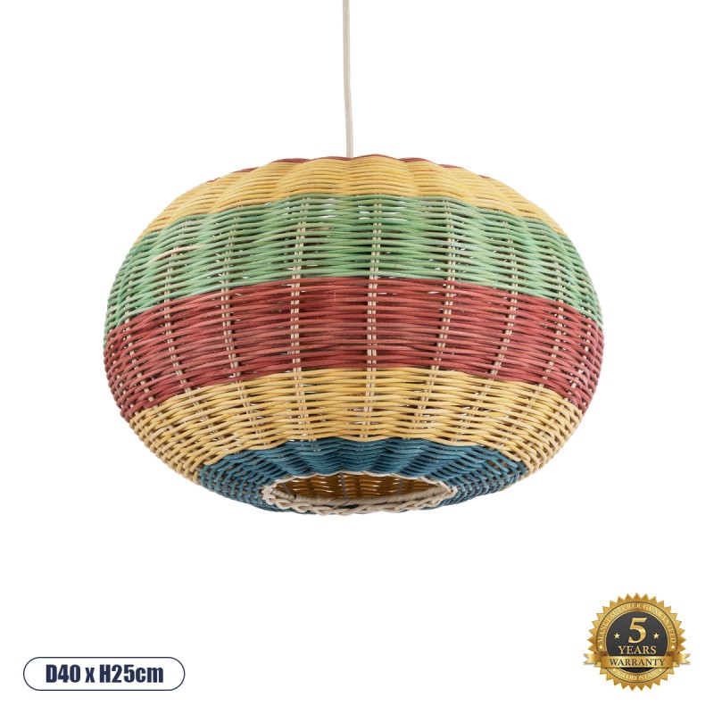 GLOBOSTAR® CABALLEROS 02055 Boho Κρεμαστό Φωτιστικό Οροφής με Ντουί 1 x E27 AC 220-240V IP20 - Πολύχρωμο - Μ40 x Π40 x Υ25cm