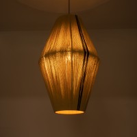 GLOBOSTAR® SALERNO 02077 Boho Κρεμαστό Φωτιστικό Οροφής με Ντουί 1 x E27 AC 220-240V IP20 - Μπεζ & Μαύρο - Μ50 x Π50 x Υ80cm