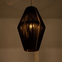 GLOBOSTAR® SALERNO 02078 Boho Κρεμαστό Φωτιστικό Οροφής με Ντουί 1 x E27 AC 220-240V IP20 - Μαύρο & Μπεζ - Μ50 x Π50 x Υ80cm
