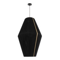 GLOBOSTAR® SALERNO 02078 Boho Κρεμαστό Φωτιστικό Οροφής με Ντουί 1 x E27 AC 220-240V IP20 - Μαύρο & Μπεζ - Μ50 x Π50 x Υ80cm