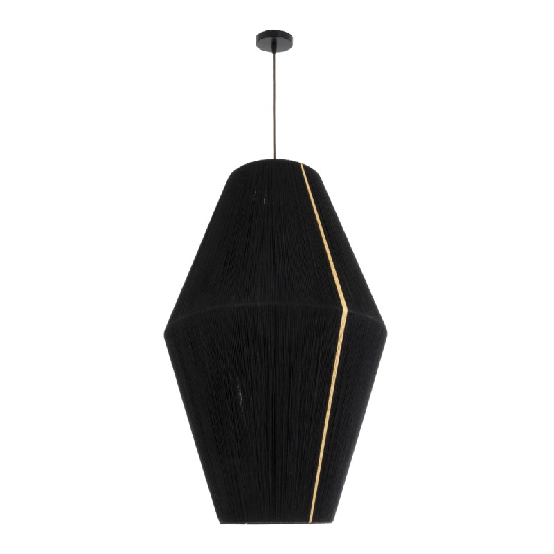 GLOBOSTAR® SALERNO 02078 Boho Κρεμαστό Φωτιστικό Οροφής με Ντουί 1 x E27 AC 220-240V IP20 - Μαύρο & Μπεζ - Μ50 x Π50 x Υ80cm