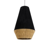 GLOBOSTAR® SALERNO 02080 Boho Κρεμαστό Φωτιστικό Οροφής με Ντουί 1 x E27 AC 220-240V IP20 - Μαύρο & Μπεζ - Μ50 x Π50 x Υ80cm