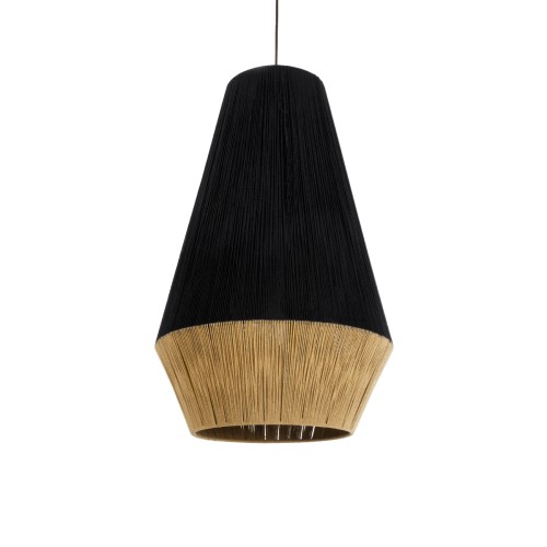 GLOBOSTAR® SALERNO 02080 Boho Κρεμαστό Φωτιστικό Οροφής με Ντουί 1 x E27 AC 220-240V IP20 - Μαύρο & Μπεζ - Μ50 x Π50 x Υ80cm