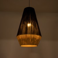 GLOBOSTAR® SALERNO 02080 Boho Κρεμαστό Φωτιστικό Οροφής με Ντουί 1 x E27 AC 220-240V IP20 - Μαύρο & Μπεζ - Μ50 x Π50 x Υ80cm