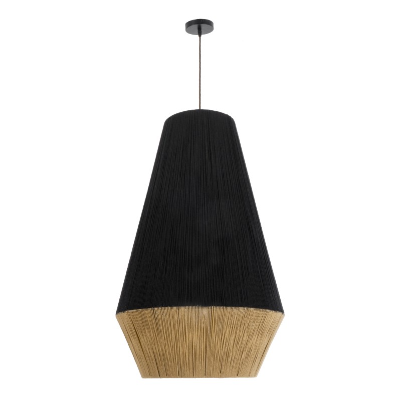 GLOBOSTAR® SALERNO 02080 Boho Κρεμαστό Φωτιστικό Οροφής με Ντουί 1 x E27 AC 220-240V IP20 - Μαύρο & Μπεζ - Μ50 x Π50 x Υ80cm