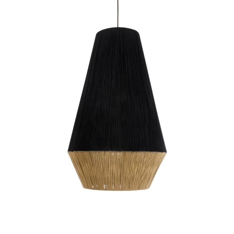 GLOBOSTAR® SALERNO 02080 Boho Κρεμαστό Φωτιστικό Οροφής με Ντουί 1 x E27 AC 220-240V IP20 - Μαύρο & Μπεζ - Μ50 x Π50 x Υ80cm