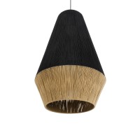 GLOBOSTAR® SALERNO 02080 Boho Κρεμαστό Φωτιστικό Οροφής με Ντουί 1 x E27 AC 220-240V IP20 - Μαύρο & Μπεζ - Μ50 x Π50 x Υ80cm