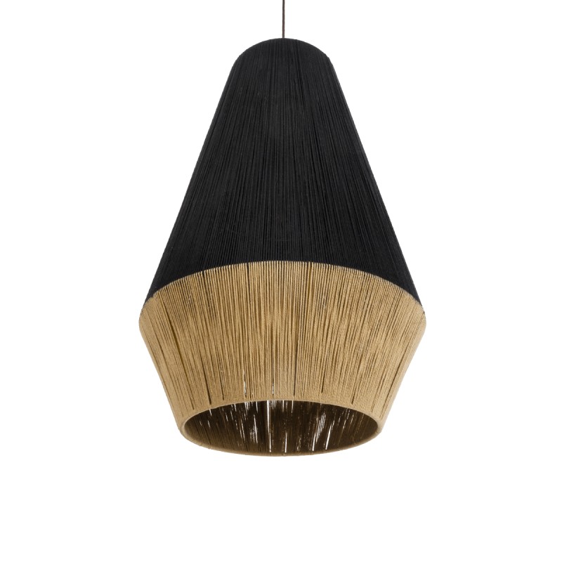 GLOBOSTAR® SALERNO 02080 Boho Κρεμαστό Φωτιστικό Οροφής με Ντουί 1 x E27 AC 220-240V IP20 - Μαύρο & Μπεζ - Μ50 x Π50 x Υ80cm