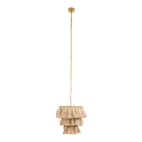 GLOBOSTAR® MISSOULA 02084 Boho Κρεμαστό Φωτιστικό Οροφής με Ντουί 1 x E27 AC 220-240V IP20 - Μπεζ & Χρυσό - Μ30 x Π30 x Υ40cm