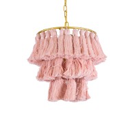 GLOBOSTAR® MISSOULA 02086 Boho Κρεμαστό Φωτιστικό Οροφής με Ντουί 1 x E27 AC 220-240V IP20 - Ροζ & Χρυσό - Μ30 x Π30 x Υ40cm