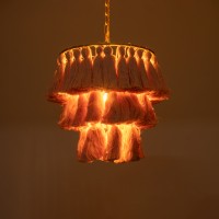 GLOBOSTAR® MISSOULA 02086 Boho Κρεμαστό Φωτιστικό Οροφής με Ντουί 1 x E27 AC 220-240V IP20 - Ροζ & Χρυσό - Μ30 x Π30 x Υ40cm