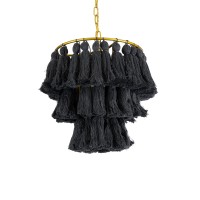 GLOBOSTAR® MISSOULA 02087 Boho Κρεμαστό Φωτιστικό Οροφής με Ντουί 1 x E27 AC 220-240V IP20 - Μαύρο & Χρυσό - Μ30 x Π30 x Υ40cm