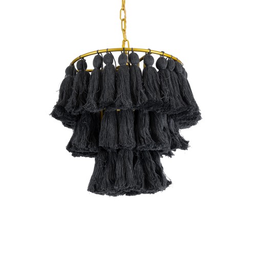 GLOBOSTAR® MISSOULA 02087 Boho Κρεμαστό Φωτιστικό Οροφής με Ντουί 1 x E27 AC 220-240V IP20 - Μαύρο & Χρυσό - Μ30 x Π30 x Υ40cm