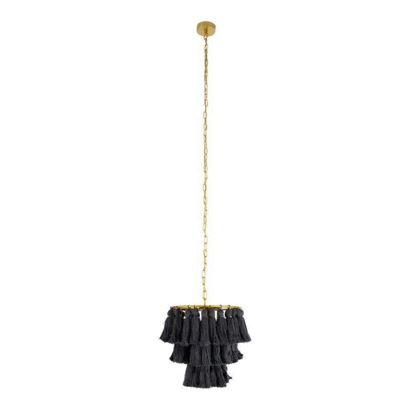 GLOBOSTAR® MISSOULA 02087 Boho Κρεμαστό Φωτιστικό Οροφής με Ντουί 1 x E27 AC 220-240V IP20 - Μαύρο & Χρυσό - Μ30 x Π30 x Υ40cm