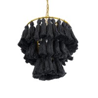 GLOBOSTAR® MISSOULA 02087 Boho Κρεμαστό Φωτιστικό Οροφής με Ντουί 1 x E27 AC 220-240V IP20 - Μαύρο & Χρυσό - Μ30 x Π30 x Υ40cm