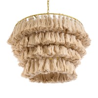 GLOBOSTAR® MISSOULA 02088 Boho Κρεμαστό Φωτιστικό Οροφής με Ντουί 1 x E27 AC 220-240V IP20 - Μπεζ & Χρυσό - Μ60 x Π60 x Υ40cm
