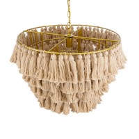 GLOBOSTAR® MISSOULA 02088 Boho Κρεμαστό Φωτιστικό Οροφής με Ντουί 1 x E27 AC 220-240V IP20 - Μπεζ & Χρυσό - Μ60 x Π60 x Υ40cm