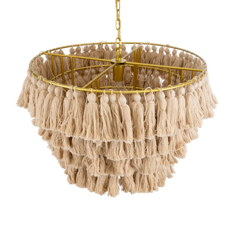 GLOBOSTAR® MISSOULA 02088 Boho Κρεμαστό Φωτιστικό Οροφής με Ντουί 1 x E27 AC 220-240V IP20 - Μπεζ & Χρυσό - Μ60 x Π60 x Υ40cm