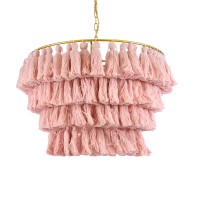 GLOBOSTAR® MISSOULA 02090 Boho Κρεμαστό Φωτιστικό Οροφής με Ντουί 1 x E27 AC 220-240V IP20 - Ροζ & Χρυσό - Μ60 x Π60 x Υ40cm