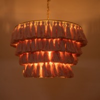 GLOBOSTAR® MISSOULA 02090 Boho Κρεμαστό Φωτιστικό Οροφής με Ντουί 1 x E27 AC 220-240V IP20 - Ροζ & Χρυσό - Μ60 x Π60 x Υ40cm