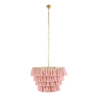 GLOBOSTAR® MISSOULA 02090 Boho Κρεμαστό Φωτιστικό Οροφής με Ντουί 1 x E27 AC 220-240V IP20 - Ροζ & Χρυσό - Μ60 x Π60 x Υ40cm