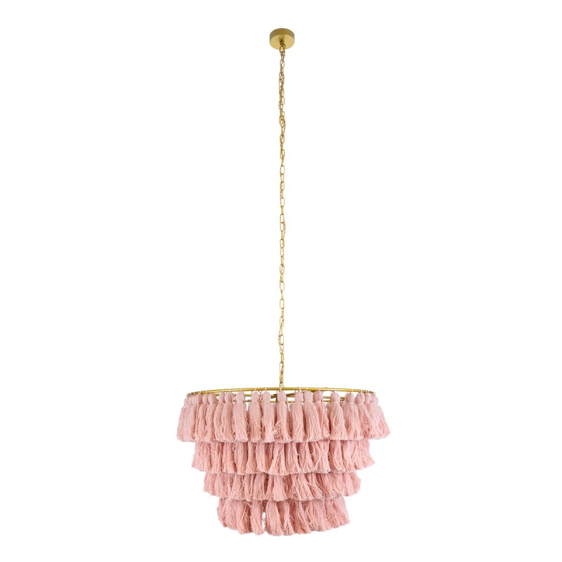 GLOBOSTAR® MISSOULA 02090 Boho Κρεμαστό Φωτιστικό Οροφής με Ντουί 1 x E27 AC 220-240V IP20 - Ροζ & Χρυσό - Μ60 x Π60 x Υ40cm