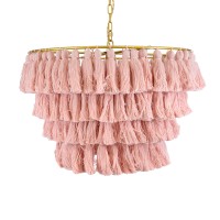 GLOBOSTAR® MISSOULA 02090 Boho Κρεμαστό Φωτιστικό Οροφής με Ντουί 1 x E27 AC 220-240V IP20 - Ροζ & Χρυσό - Μ60 x Π60 x Υ40cm