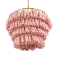 GLOBOSTAR® MISSOULA 02090 Boho Κρεμαστό Φωτιστικό Οροφής με Ντουί 1 x E27 AC 220-240V IP20 - Ροζ & Χρυσό - Μ60 x Π60 x Υ40cm