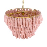 GLOBOSTAR® MISSOULA 02090 Boho Κρεμαστό Φωτιστικό Οροφής με Ντουί 1 x E27 AC 220-240V IP20 - Ροζ & Χρυσό - Μ60 x Π60 x Υ40cm