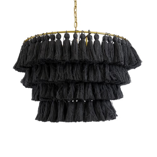 GLOBOSTAR® MISSOULA 02091 Boho Κρεμαστό Φωτιστικό Οροφής με Ντουί 1 x E27 AC 220-240V IP20 - Μαύρο & Χρυσό - Μ60 x Π60 x Υ40cm
