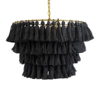 GLOBOSTAR® MISSOULA 02091 Boho Κρεμαστό Φωτιστικό Οροφής με Ντουί 1 x E27 AC 220-240V IP20 - Μαύρο & Χρυσό - Μ60 x Π60 x Υ40cm