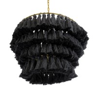 GLOBOSTAR® MISSOULA 02091 Boho Κρεμαστό Φωτιστικό Οροφής με Ντουί 1 x E27 AC 220-240V IP20 - Μαύρο & Χρυσό - Μ60 x Π60 x Υ40cm