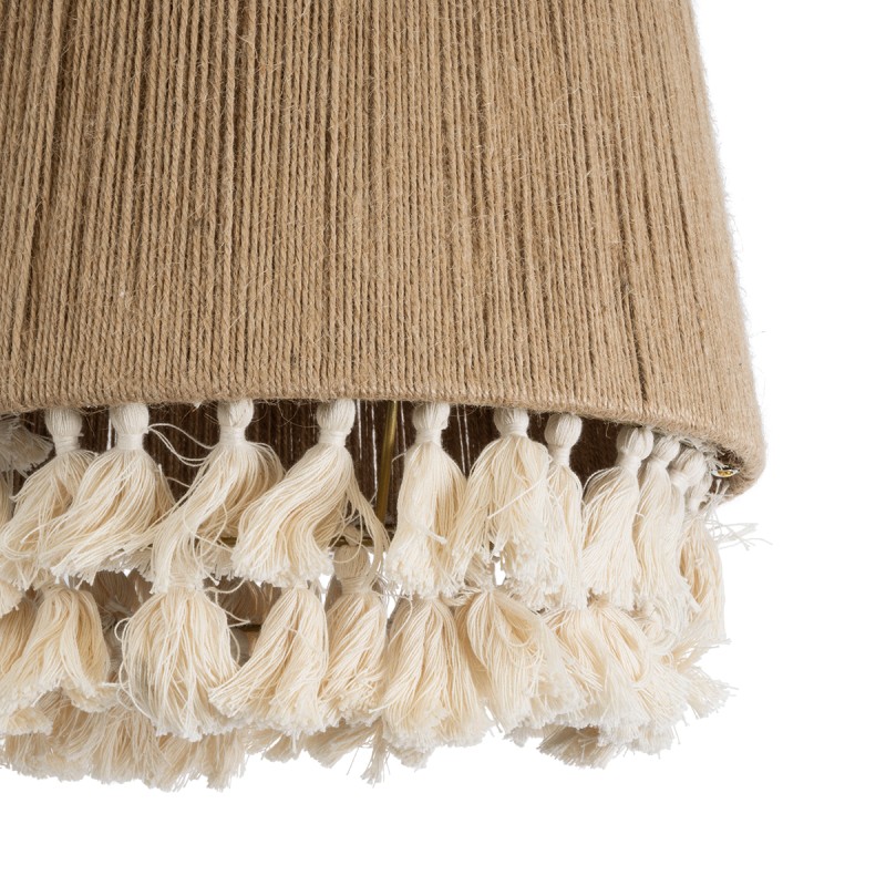 GLOBOSTAR® PUERTORICO 02092 Boho Κρεμαστό Φωτιστικό Οροφής με Ντουί 1 x E27 AC 220-240V IP20 - Μπεζ & Λευκό - Μ40 x Π40 x Υ45cm
