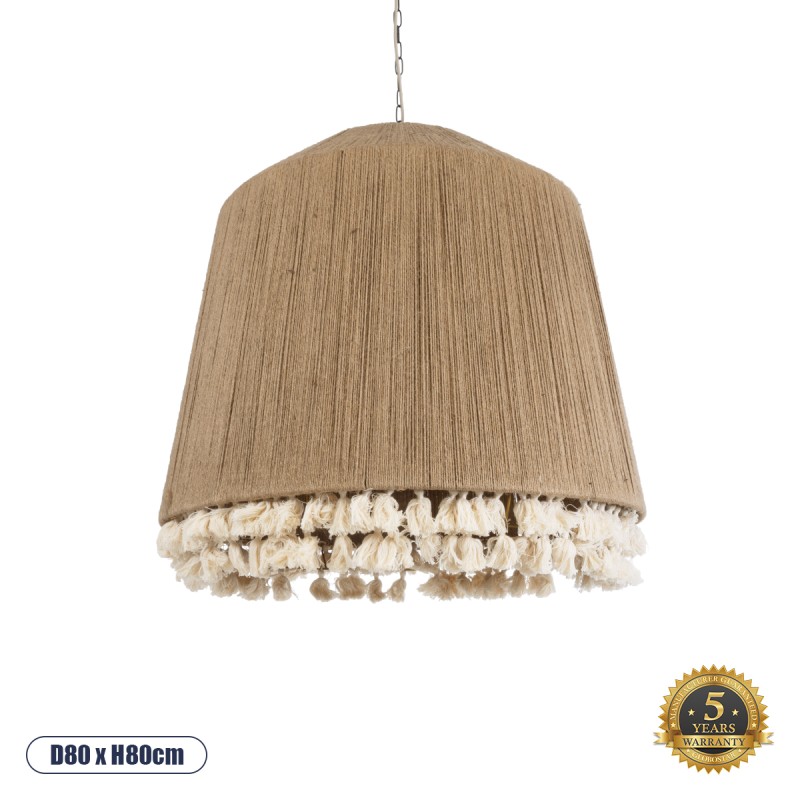 GLOBOSTAR® PUERTORICO 02093 Boho Κρεμαστό Φωτιστικό Οροφής με Ντουί 3 x E27 AC 220-240V IP20 - Μπεζ - Μ80 x Π80 x Υ80cm