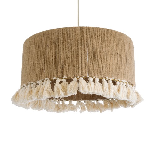 GLOBOSTAR® PUERTORICO 02094 Boho Κρεμαστό Φωτιστικό Οροφής με Ντουί 1 x E27 AC 220-240V IP20 - Μπεζ & Λευκό - Μ50 x Π50 x Υ27cm