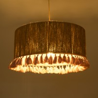GLOBOSTAR® PUERTORICO 02096 Boho Κρεμαστό Φωτιστικό Οροφής με Ντουί 1 x E27 AC 220-240V IP20 - Μπεζ & Ροζ - Μ50 x Π50 x Υ27cm