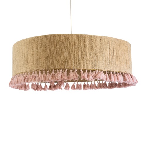GLOBOSTAR® PUERTORICO 02097 Boho Κρεμαστό Φωτιστικό Οροφής με Ντουί 3 x E27 AC 220-240V IP20 - Μπεζ & Ροζ - Μ80 x Π80 x Υ27cm