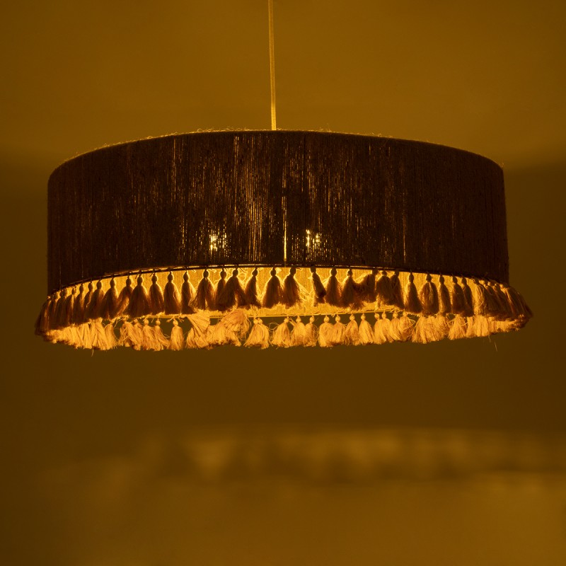 GLOBOSTAR® PUERTORICO 02097 Boho Κρεμαστό Φωτιστικό Οροφής με Ντουί 3 x E27 AC 220-240V IP20 - Μπεζ & Ροζ - Μ80 x Π80 x Υ27cm