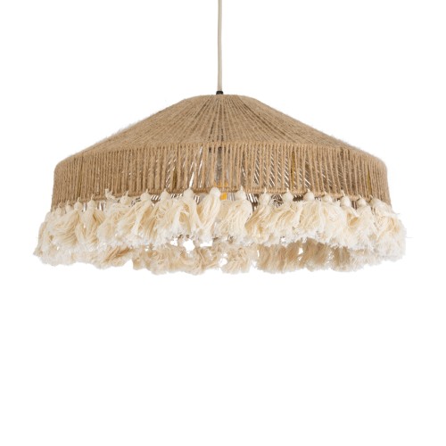 GLOBOSTAR® PUERTORICO 02098 Boho Κρεμαστό Φωτιστικό Οροφής με Ντουί 1 x E27 AC 220-240V IP20 - Μπεζ & Λευκό - Μ50 x Π50 x Υ25cm