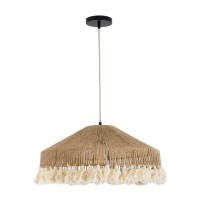 GLOBOSTAR® PUERTORICO 02098 Boho Κρεμαστό Φωτιστικό Οροφής με Ντουί 1 x E27 AC 220-240V IP20 - Μπεζ & Λευκό - Μ50 x Π50 x Υ25cm