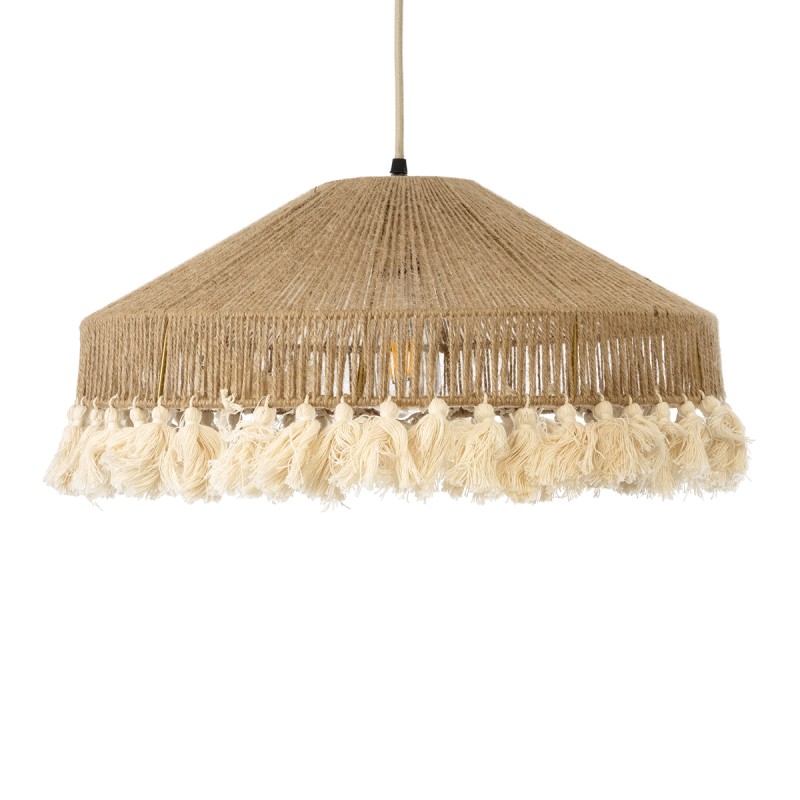 GLOBOSTAR® PUERTORICO 02098 Boho Κρεμαστό Φωτιστικό Οροφής με Ντουί 1 x E27 AC 220-240V IP20 - Μπεζ & Λευκό - Μ50 x Π50 x Υ25cm